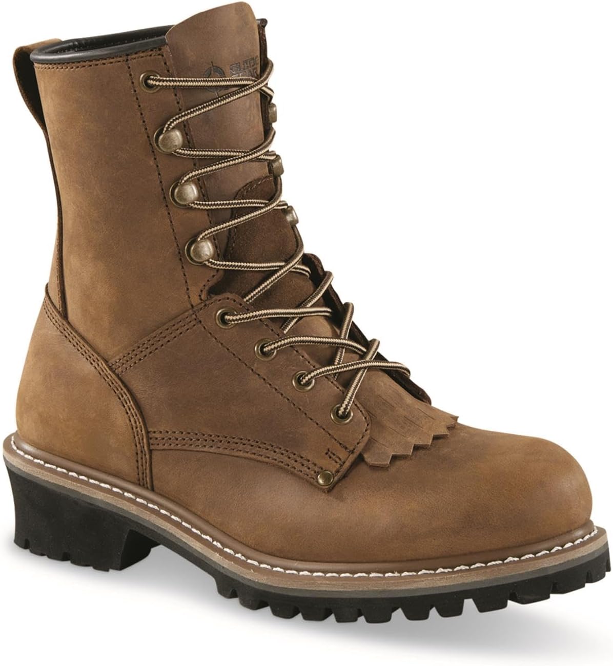 

Ботинки Guide Gear Men's Sawtooth 2.0 Logger с кожаными верхами и резиновой подошвой, коричневый