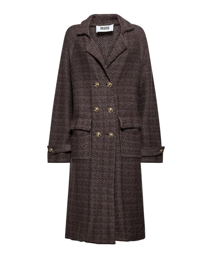

Двубортное пальто с декоративными пуговицами Silvian Heach, коричневый