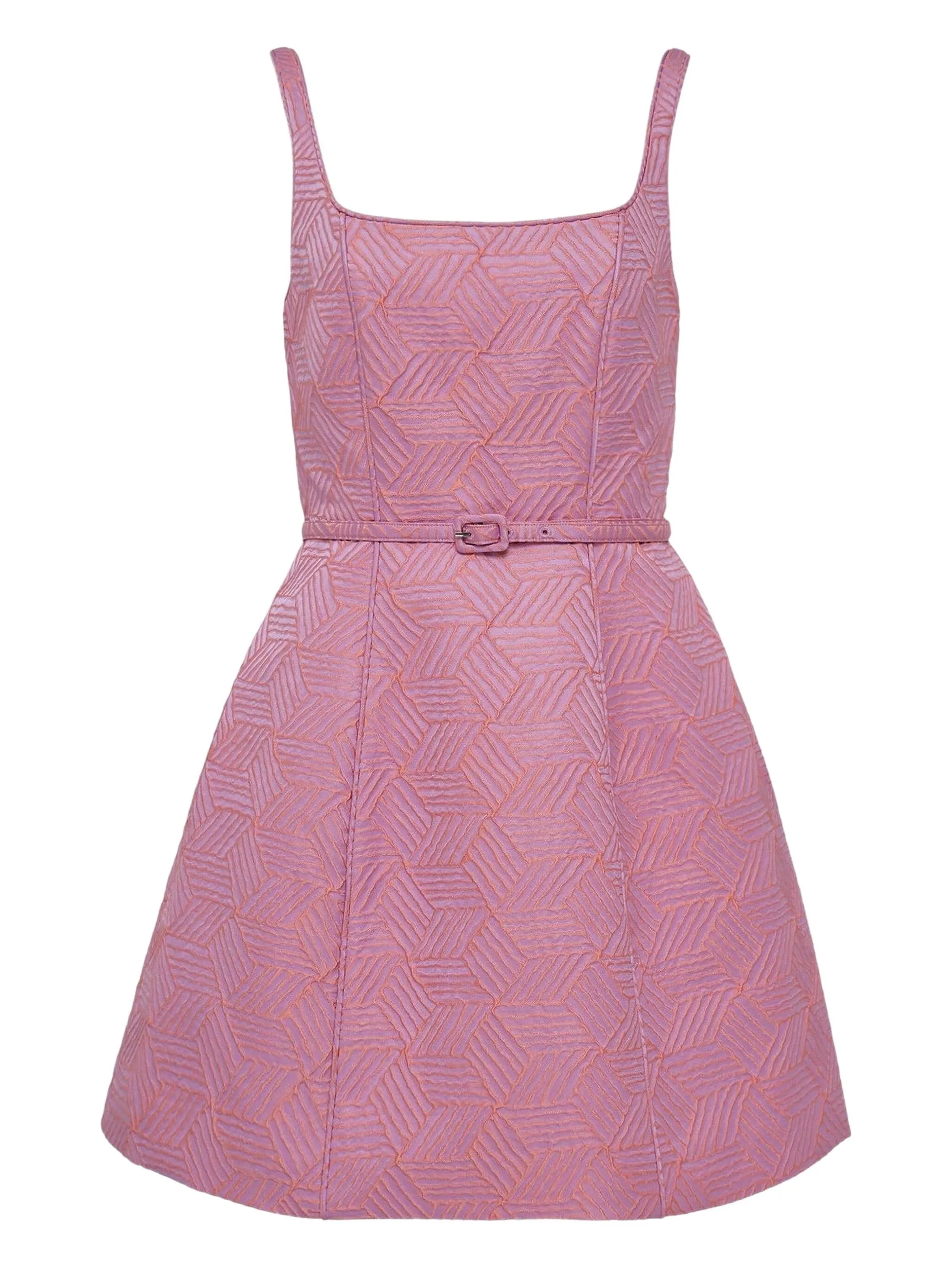 

Платье с геометричным узором и поясом Alexis, розовый