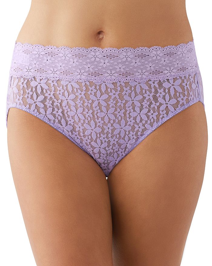 

Halo Lace High-Cut Briefs — Халатные кружевные трусы с высокой посадкой Wacoal, фиолетовый