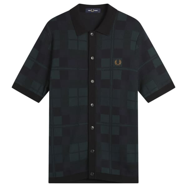 

Fred Perry Черная клетчатая трикотажная рубашка Black Watch