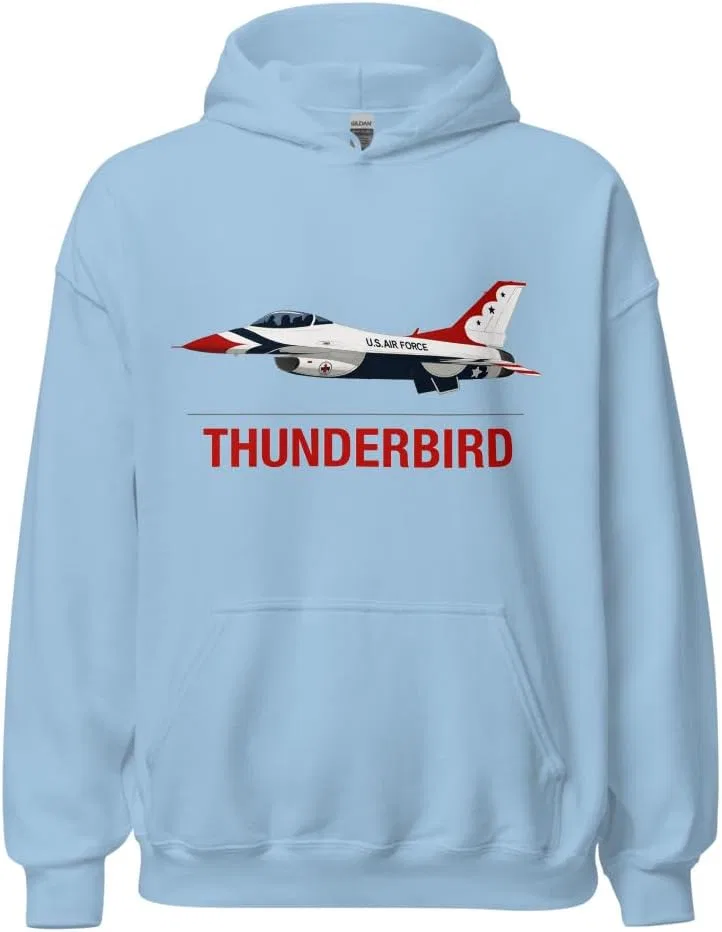 Толстовка Thunderbird Jet - худи с символикой пилотажной группы ВВС США для поклонников военной авиации Generic, светло-голубой