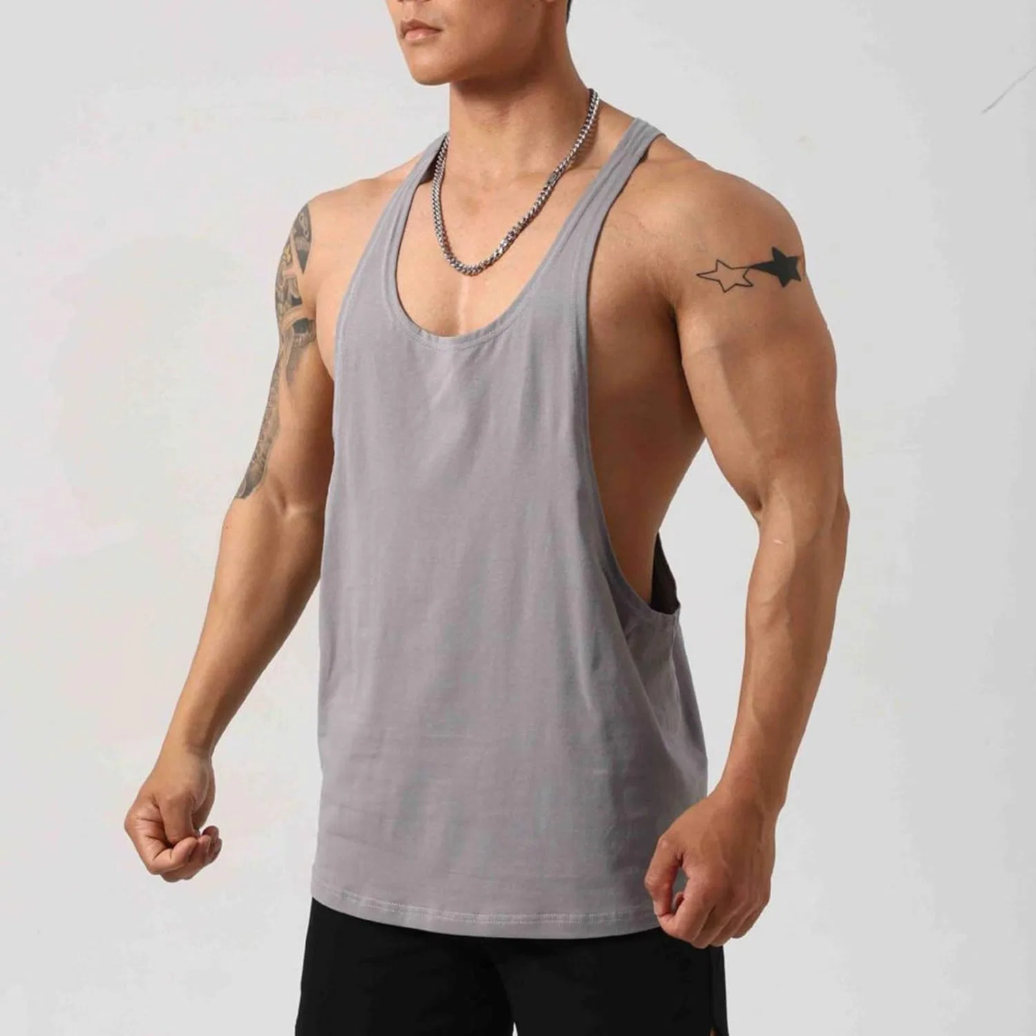 Топ-майка мужская Y-образная спинка, Cotton Bodybuilding, Dark Gray — фото 2