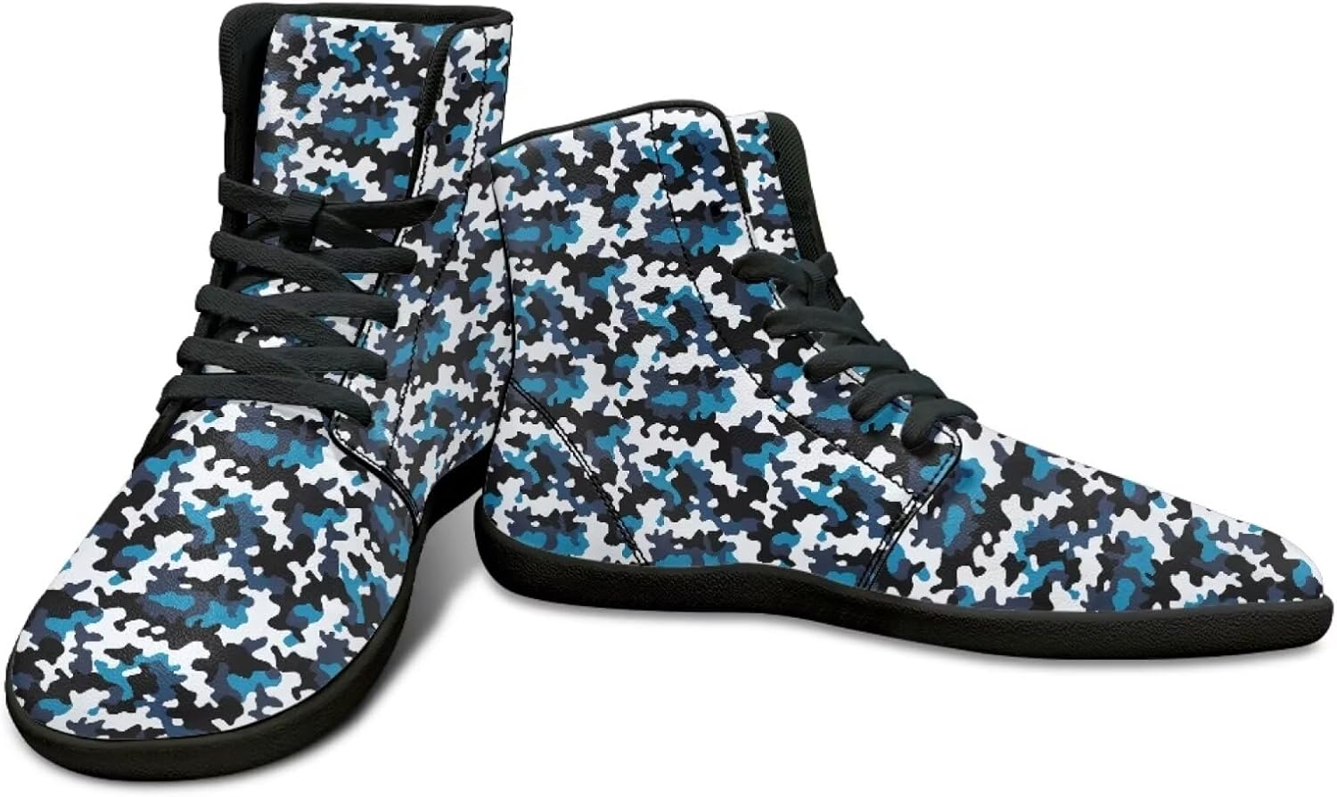 

Высокие кроссовки с камуфляжным дизайном для мужчин - обувь для босоногой ходьбы, ботинки, кроссовки с нулевым перепадом Watdotory, черный/синий