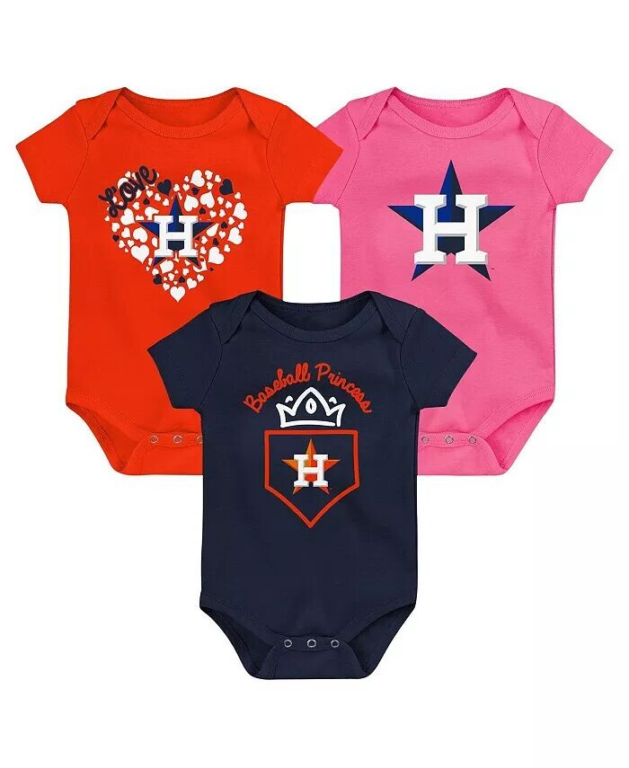 

Комплект из трех боди Houston Astros для хоум-рана для мальчиков и девочек, темно-синий, оранжевый, розовый Fanatics