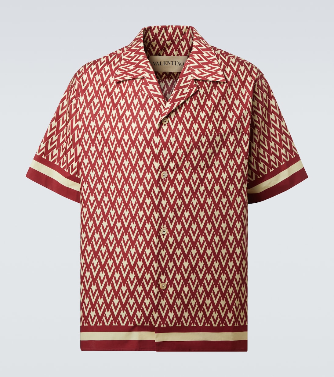 

Toute La V рубашка боулинг из хлопкового поплина Valentino, Rosso/Crema
