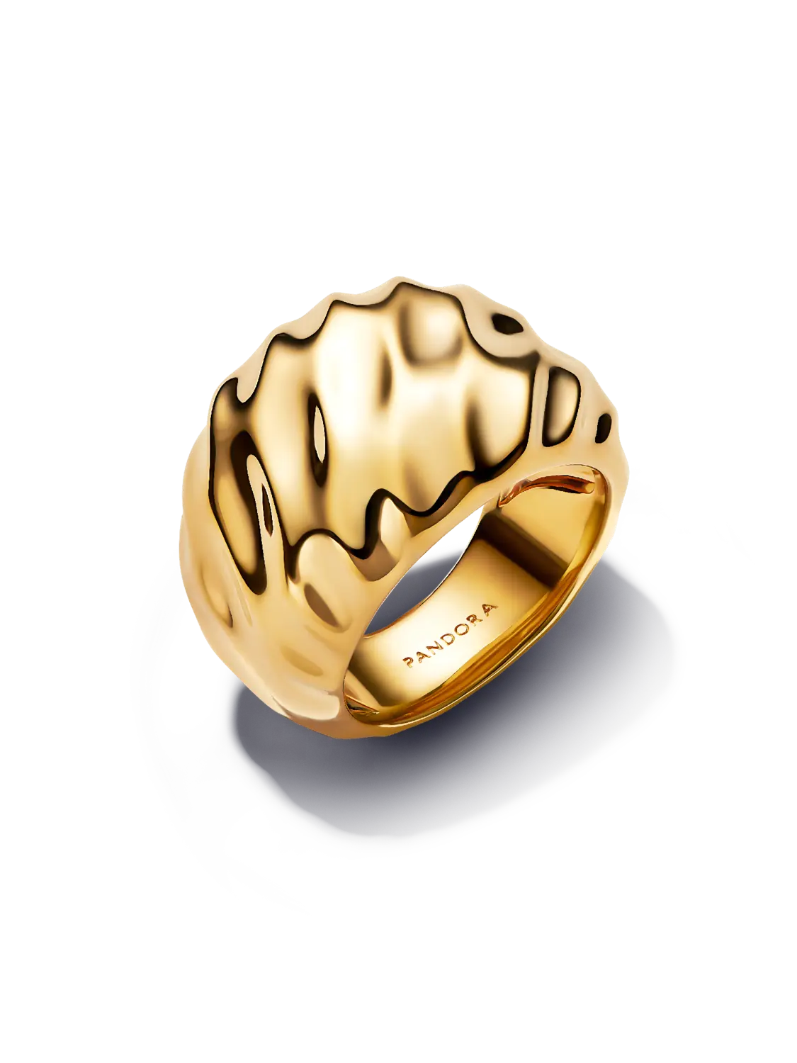 

Кольцо с волнистым узором Pandora, 14-каратное золотое покрытие