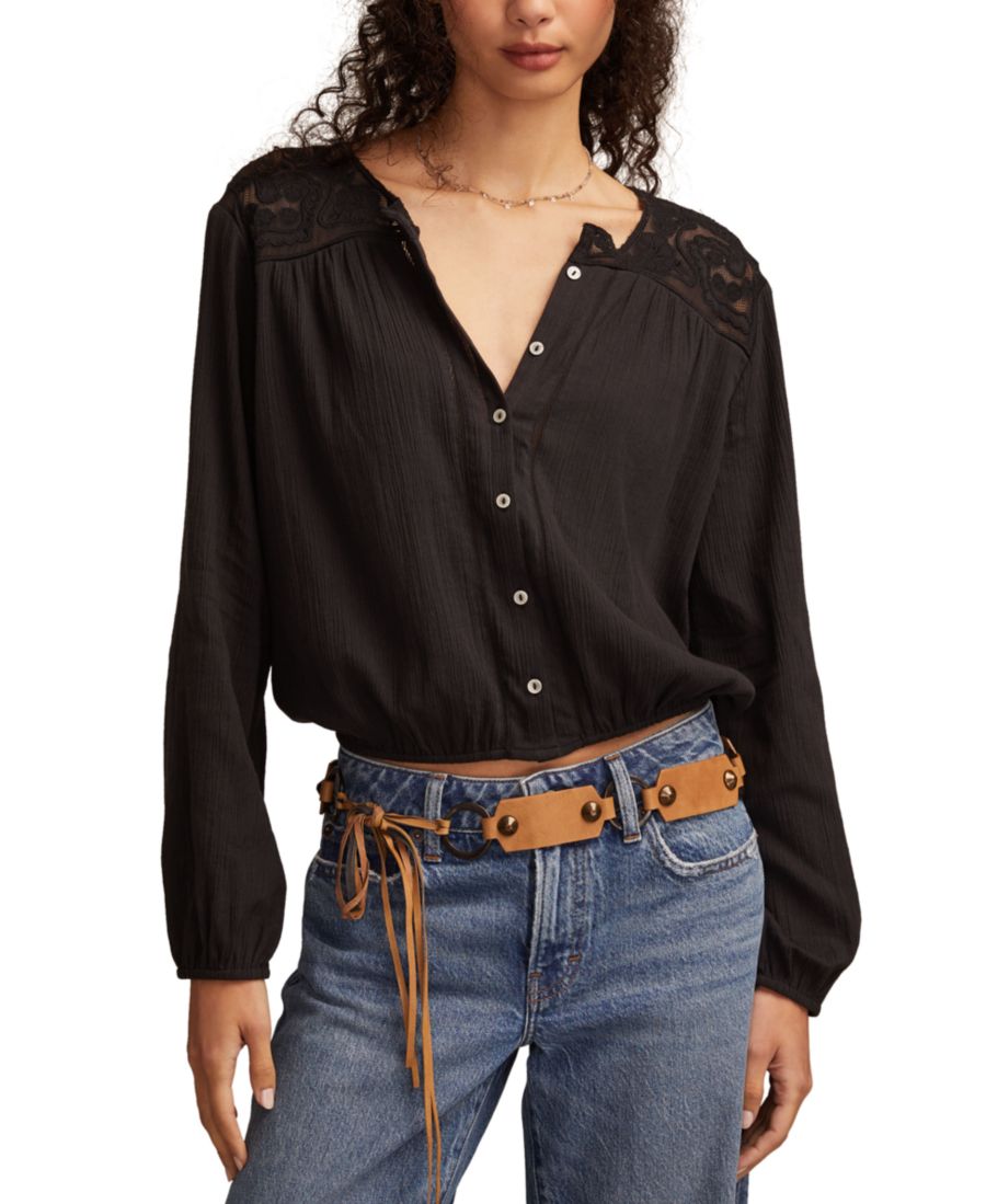 

Женская блузка с длинными рукавами и складками Lucky Brand, Caviar