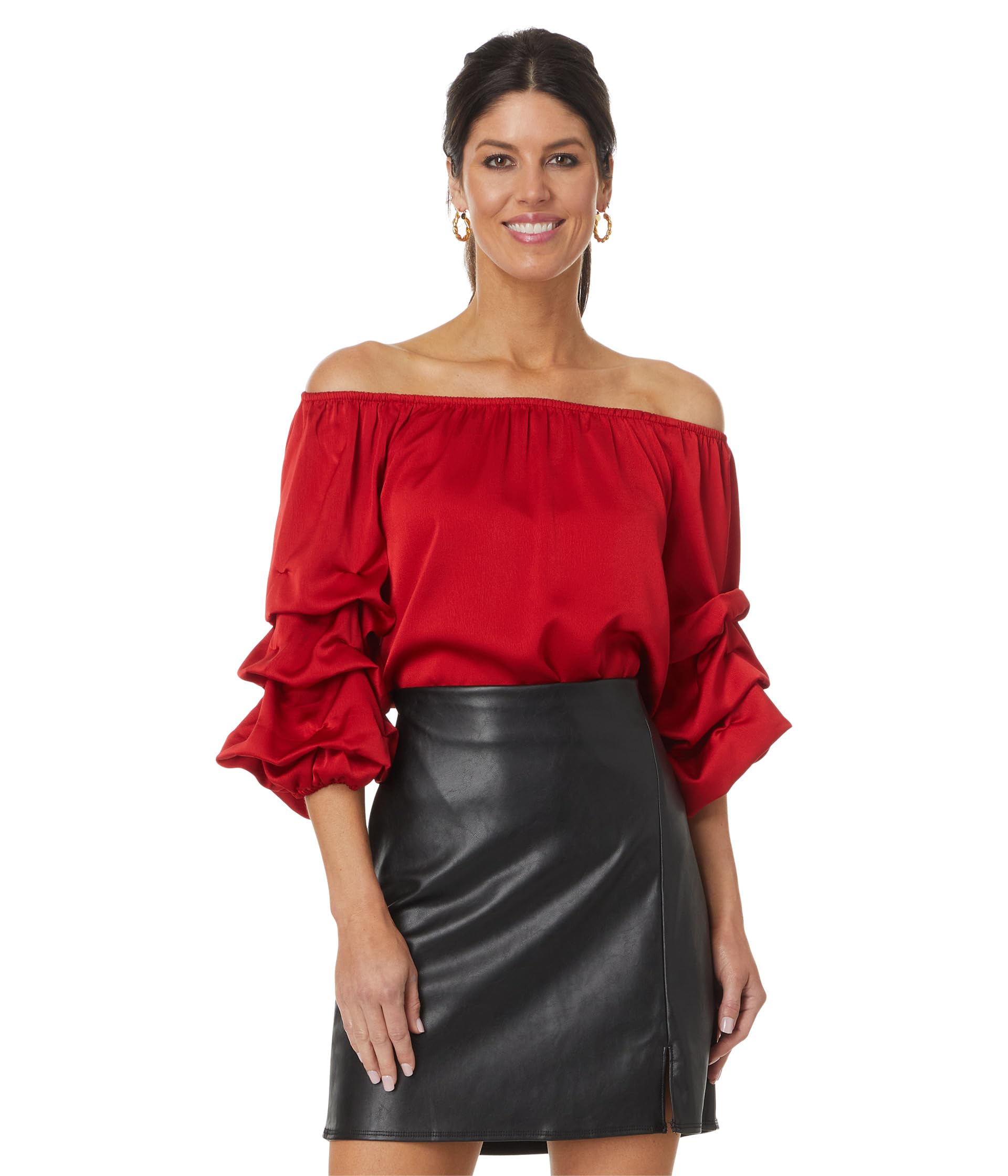 

Блуза Vince Camuto Off-the-Shoulder Bubble, цвет Ultra Red