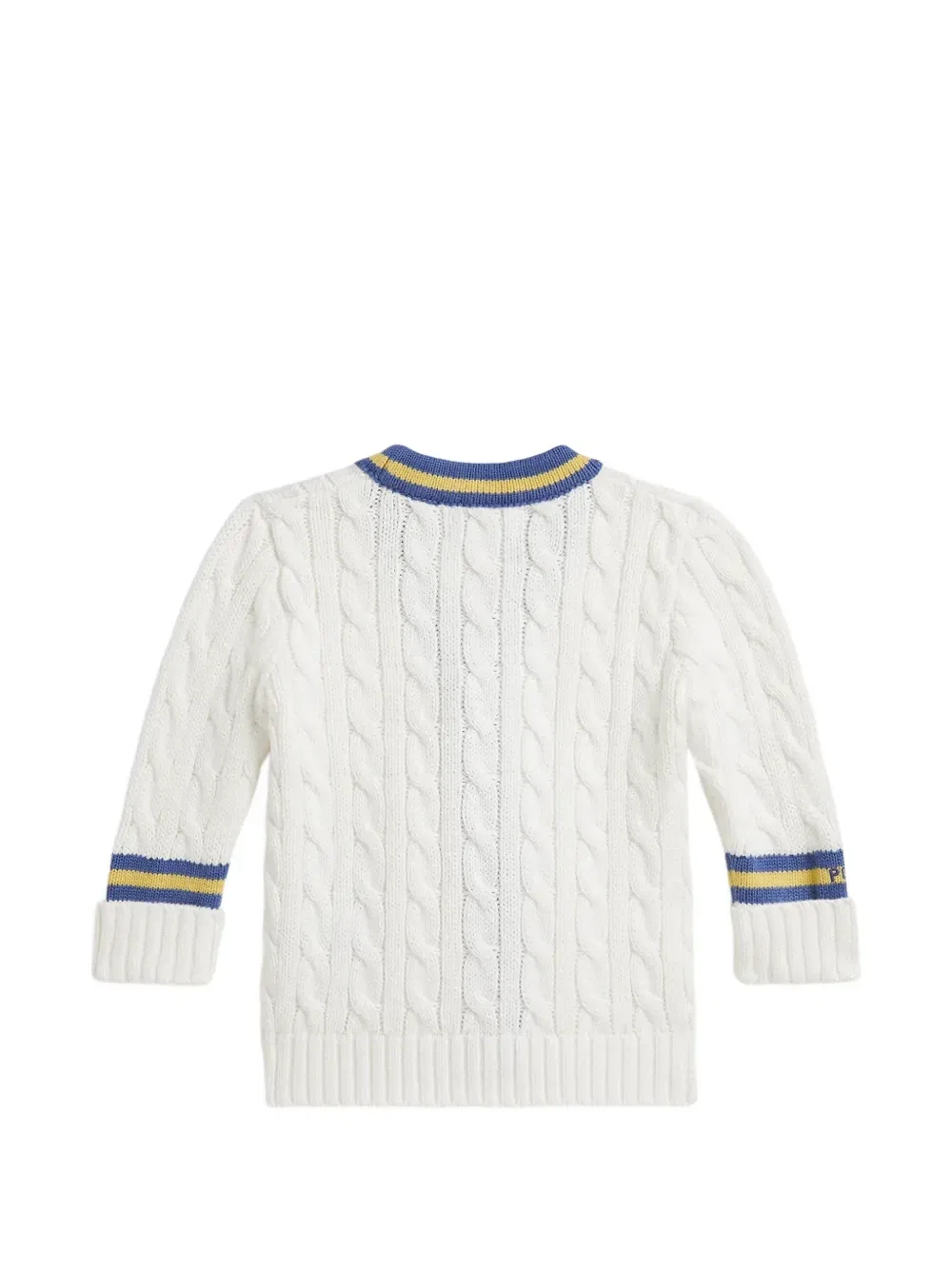 Полосатый кардиган фактурной вязки Polo Ralph Lauren Kids, белый — фото 2