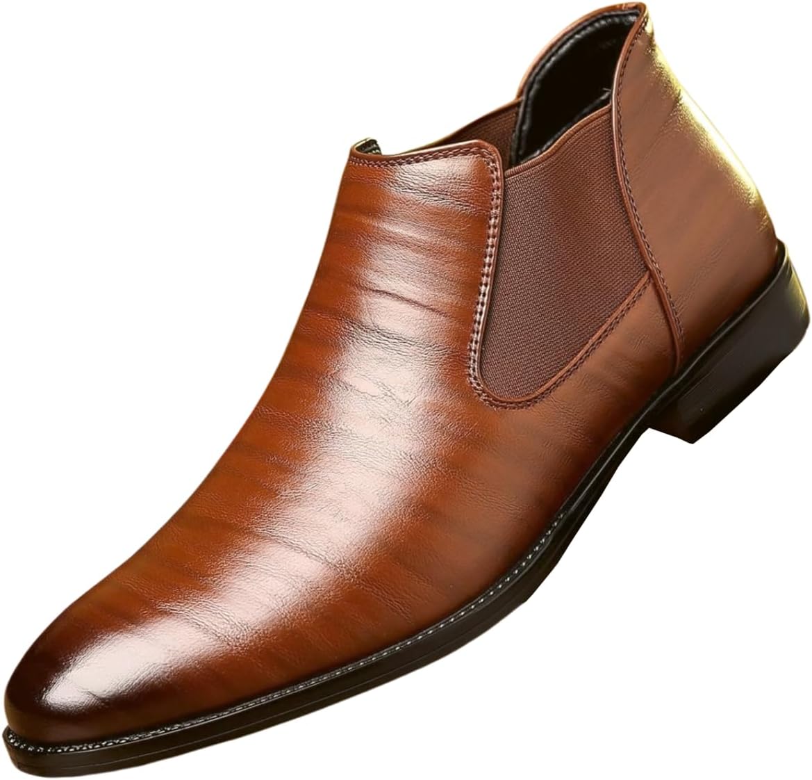 

Мужские кожаные ботинки Chelsea Santimon, классические однотонные ботинки на шнуровке с заостренным носком, коричневый