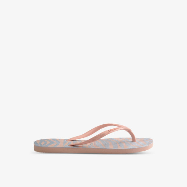 

Тонкие резиновые шлепанцы с принтом «зебра» Havaianas, розовый
