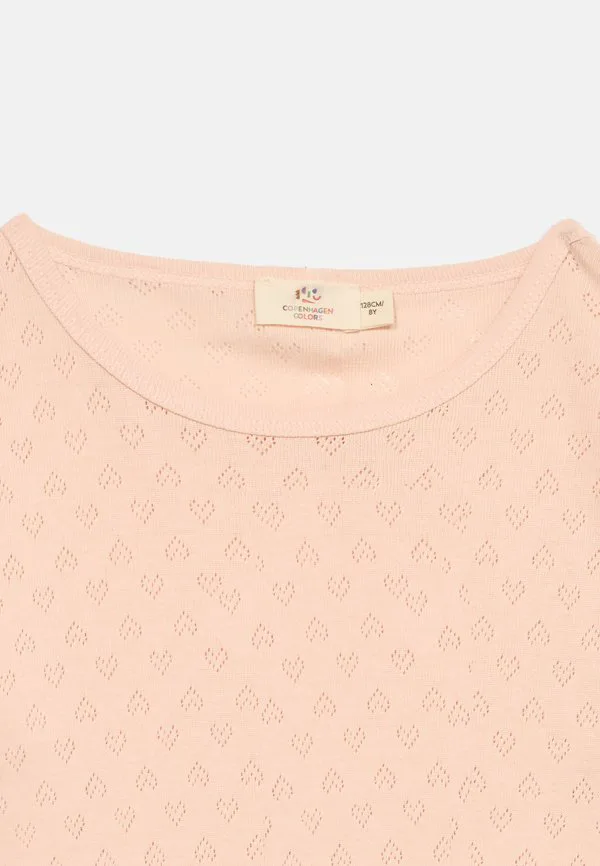 Футболка с длинным рукавом и ажурным узором в виде сердечек Copenhagen Colors, Dusty Rose — фото 4