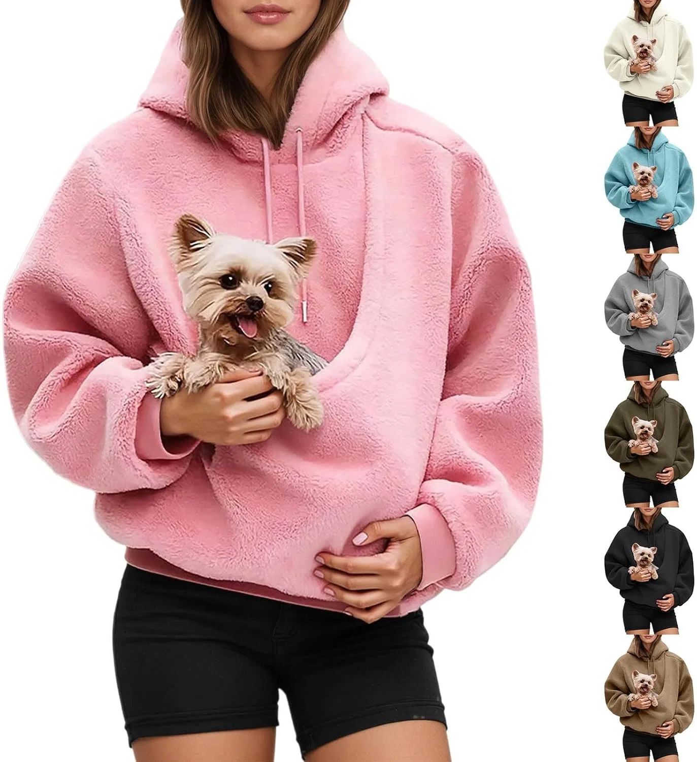 Толстовка с карманом для кошек, Cat Pouch Hoodie, B01 Pink