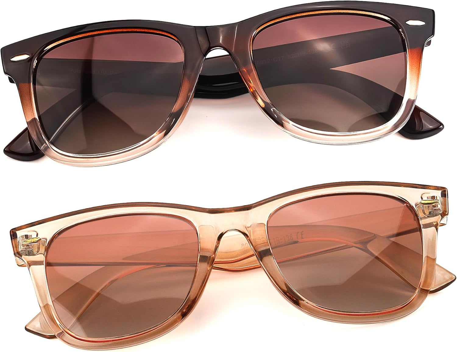 

Поляризованные солнцезащитные очки SIPHEW для женщин и мужчин - квадратные спортивные солнцезащитные очки с зеркальными линзами и защитой от УФ-излучения, средний размер, B10-red Brown+clear Brown(2pack)