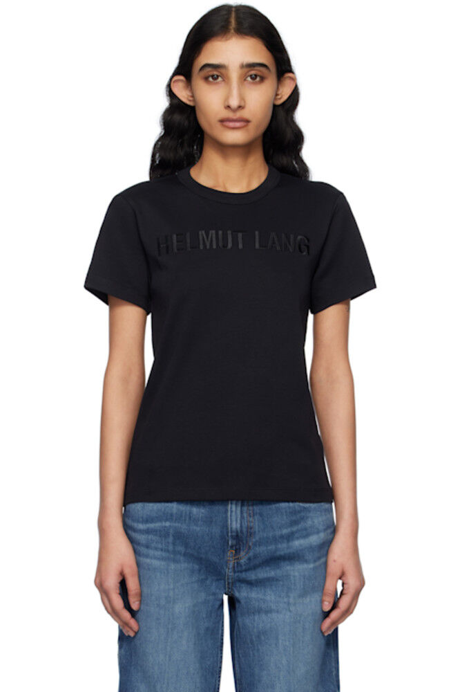 

Черная тонкая футболка с логотипом Helmut Lang