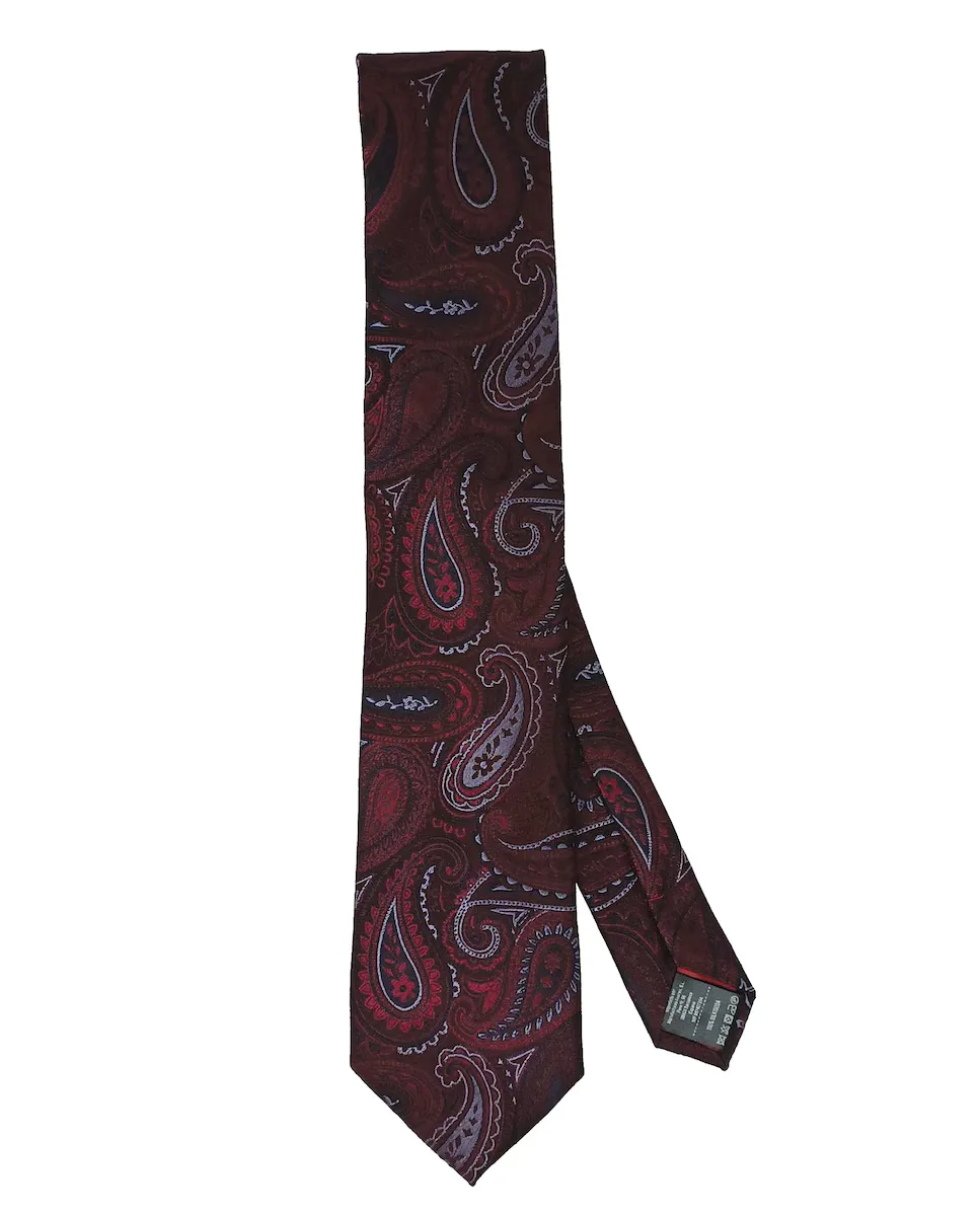 

Галстук из натурального шелка бордового цвета с узором пейсли Pertegaz, гранатовый