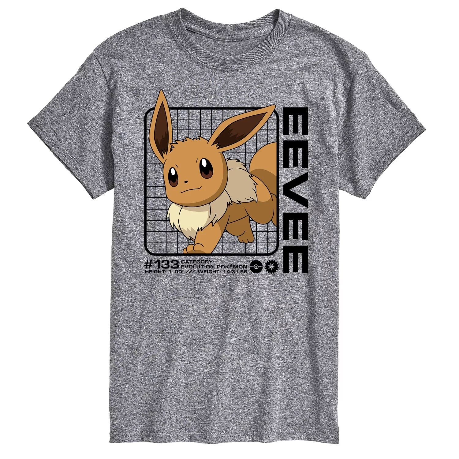 

Мужская футболка с рисунком Pokemon Eevee Stats Licensed Character