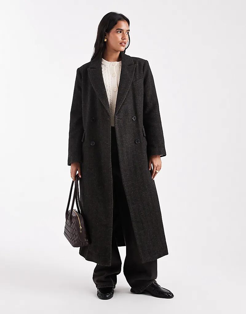 

Пальто-халат из шерстяной смеси ASOS DESIGN в елочку