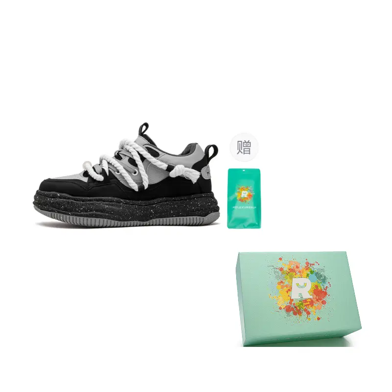 

Slip Resistant Abrasion Resistant Low top Skateboard Shoes Unisex RELAXURSELF, starry серый (includes custom cotton socks 1 pack)