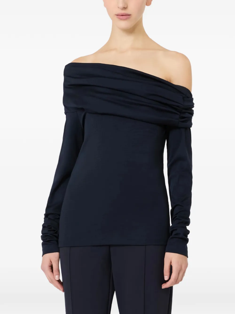 Топ с открытыми плечами и длинными рукавами Max Mara, черный — фото 3