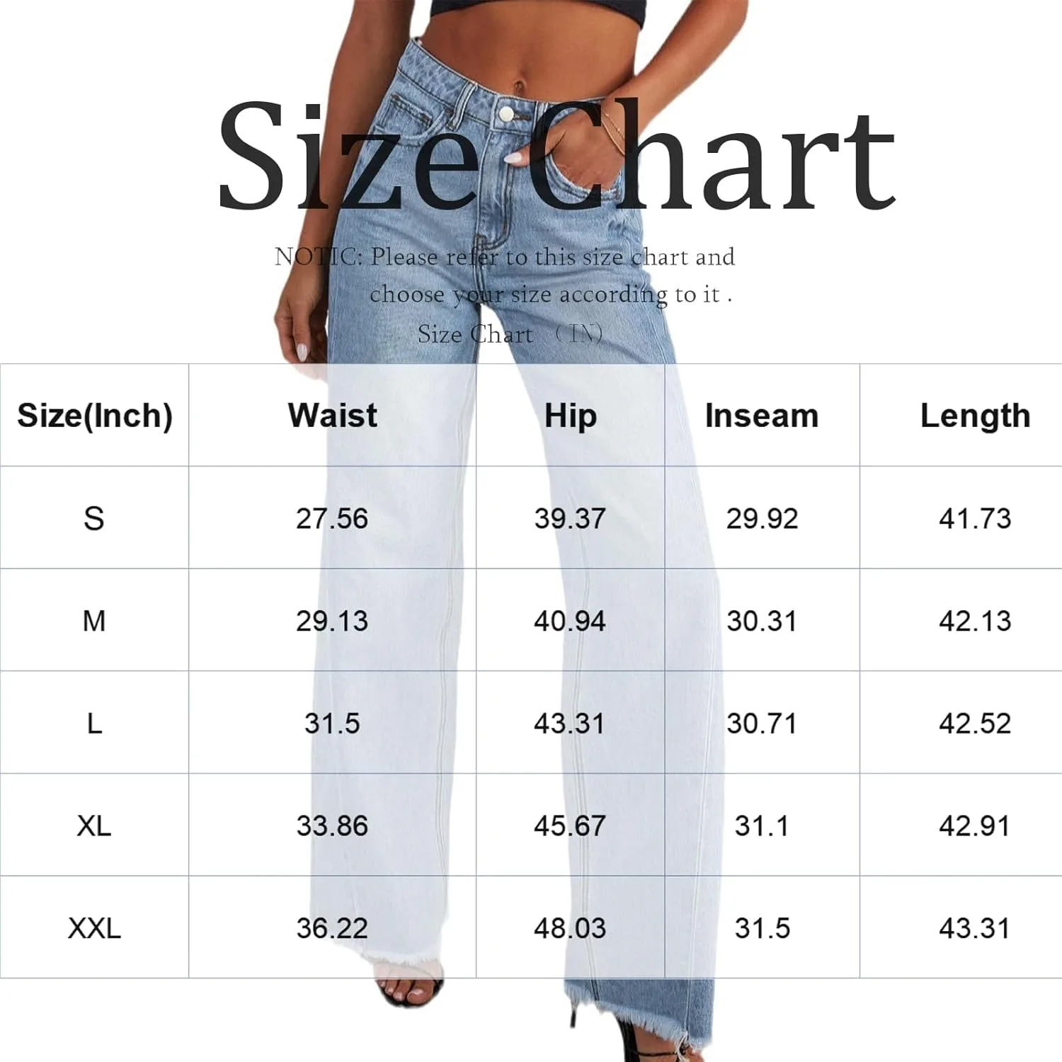 Брюки-джинсы женские Mid Waist Wide Leg Loose Fit — фото 4