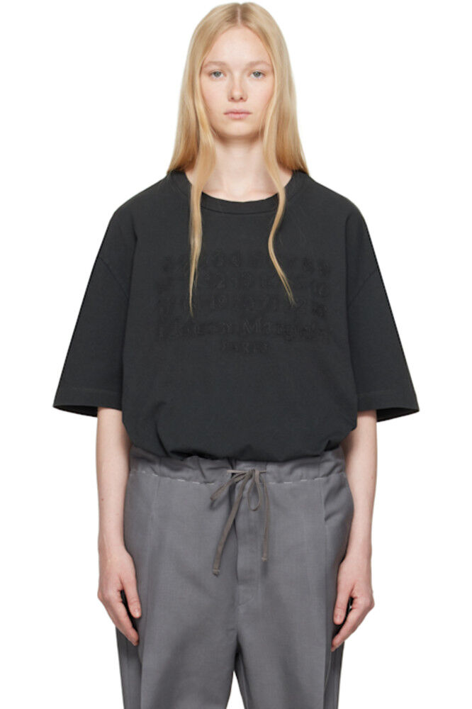 

Черная футболка с вышитым логотипом Maison Margiela