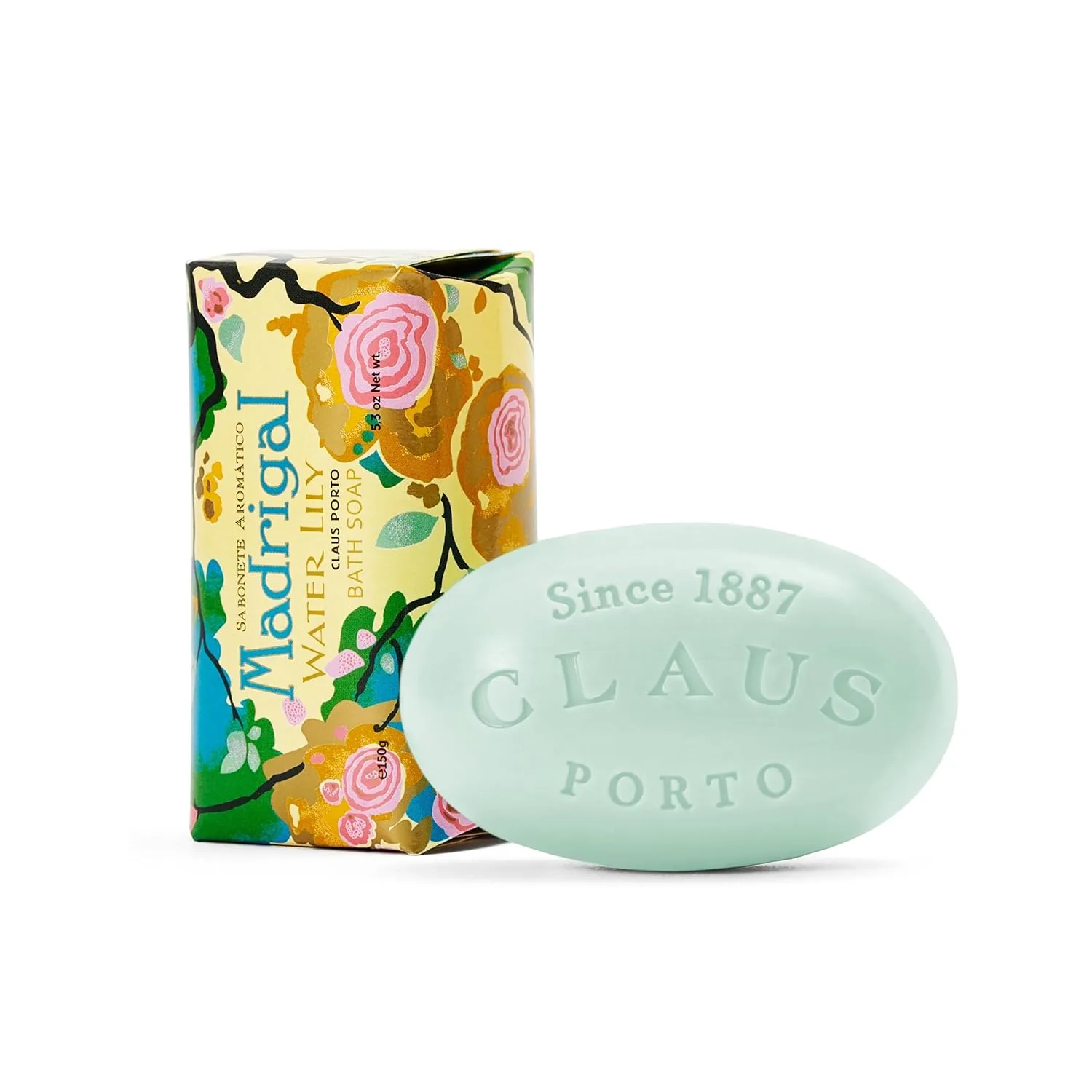 Claus Porto - Madrigal Water Lily Body Soap для мужчин и женщин | Цветочный, очищающий, питательный | Ручная работа, ароматный, нежный, женственный (150 г | 5,3 унции) 150.26 г (1 шт.)
