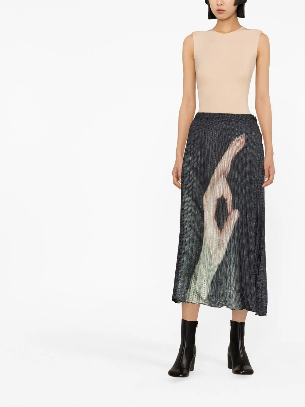 Плиссированная юбка с завышенной талией MM6 Maison Margiela, черный — фото 2