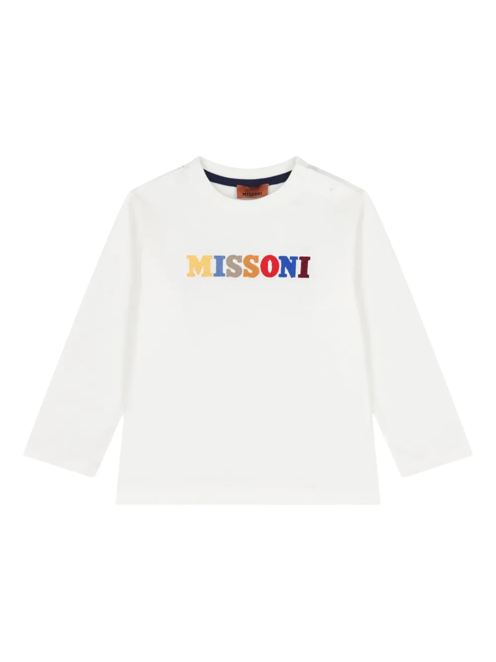 

Топ с длинными рукавами и вышитым логотипом Missoni Kids, белый