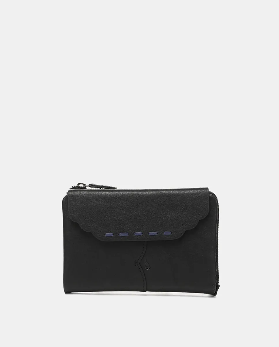 

Кошелек Oceans Diary среднего размера с клапаном из черной кожи Abbacino