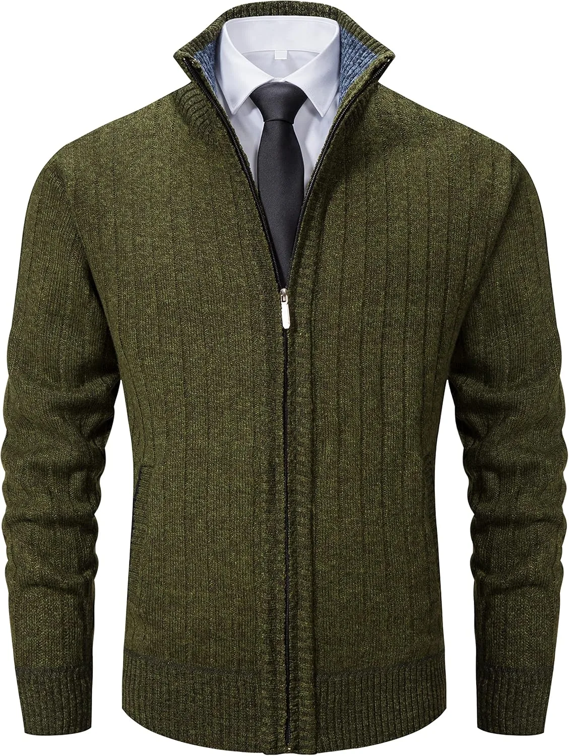 

Кардиган мужской Slim Fit с воротником-стойкой и карманами Vcansion