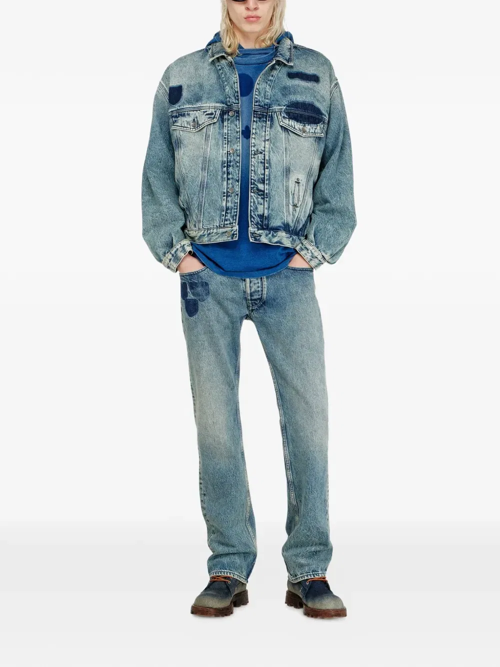 Футболка с нашивками с эффектом тени DIESEL, синий — фото 2