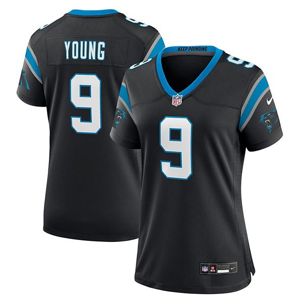 

Женская игровая футболка Bryce Young Carolina Panthers черная Nike, Черный, Женская игровая футболка Bryce Young Carolina Panthers черная Nike