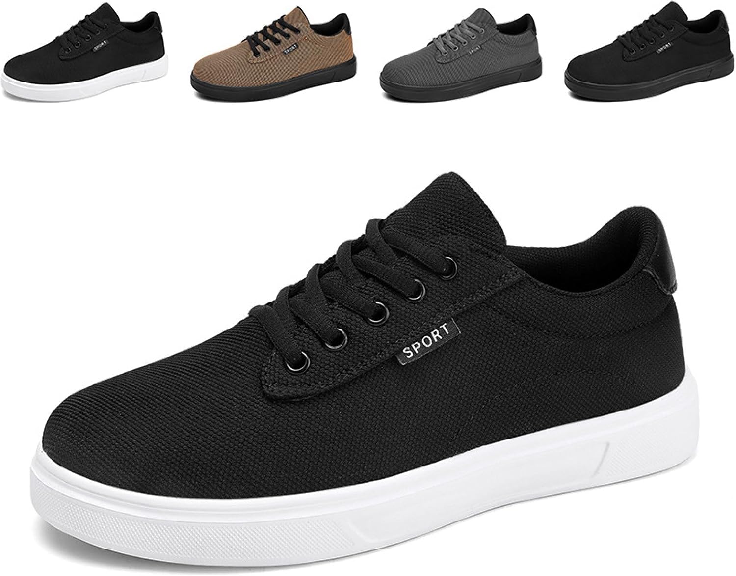 

Мужские повседневные кеды из холщовой ткани с плоской подошвой, комфортные, с круглым носком, мягкой подошвой, трикотажные, на шнуровке, для улицы, дышащие, противоскользящие прогулочные обувь Bhdjk, белый