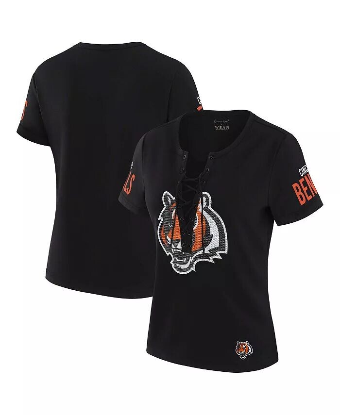 

X Gracie Hunt женская черная футболка Cincinnati Bengals Draft Me на шнуровке WEAR by Erin Andrews