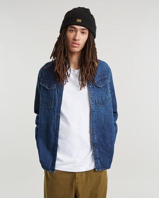 

Мужская узкая джинсовая рубашка Slim Fit G-Star Raw, синий