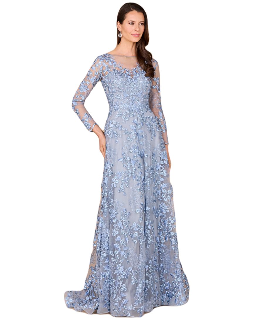 

Женское платье с прозрачным вырезом и длинными рукавами Lara, Blue