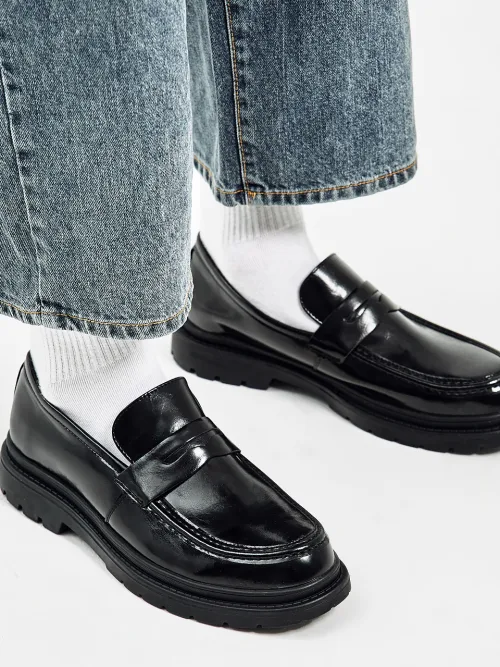 Мужские лоферы из искусственной кожи Petrified Corf Double Sole BSQT by Classy чёрные — фото 2