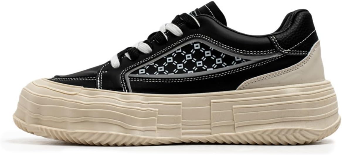 

Мужские кроссовки Y2K на платформе из кожи, повседневные с шнуровкой, с увеличением роста на 3,8 см, массивная подошва, уличный стиль, удобная обувь для ежедневной ходьбы Ctkvbmeoi, черный