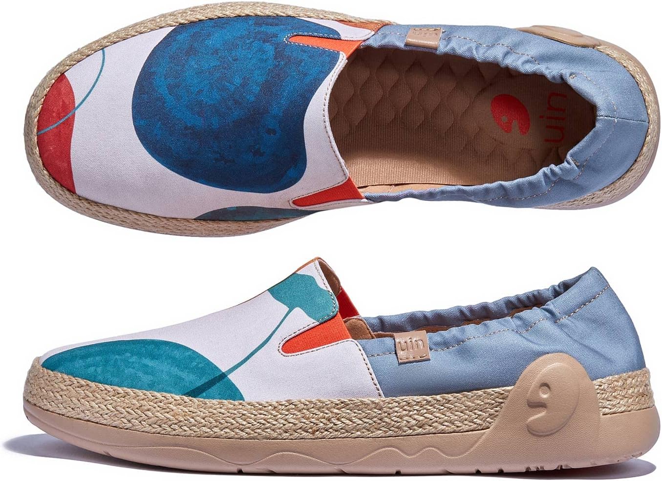 Мужские эспадрильи UIN Slip Ons- легкие прогулочные повседневные лоферы, удобные, с ручной росписью, серия Marbella, Marbellaⅵ-lotus Pond — фото 2