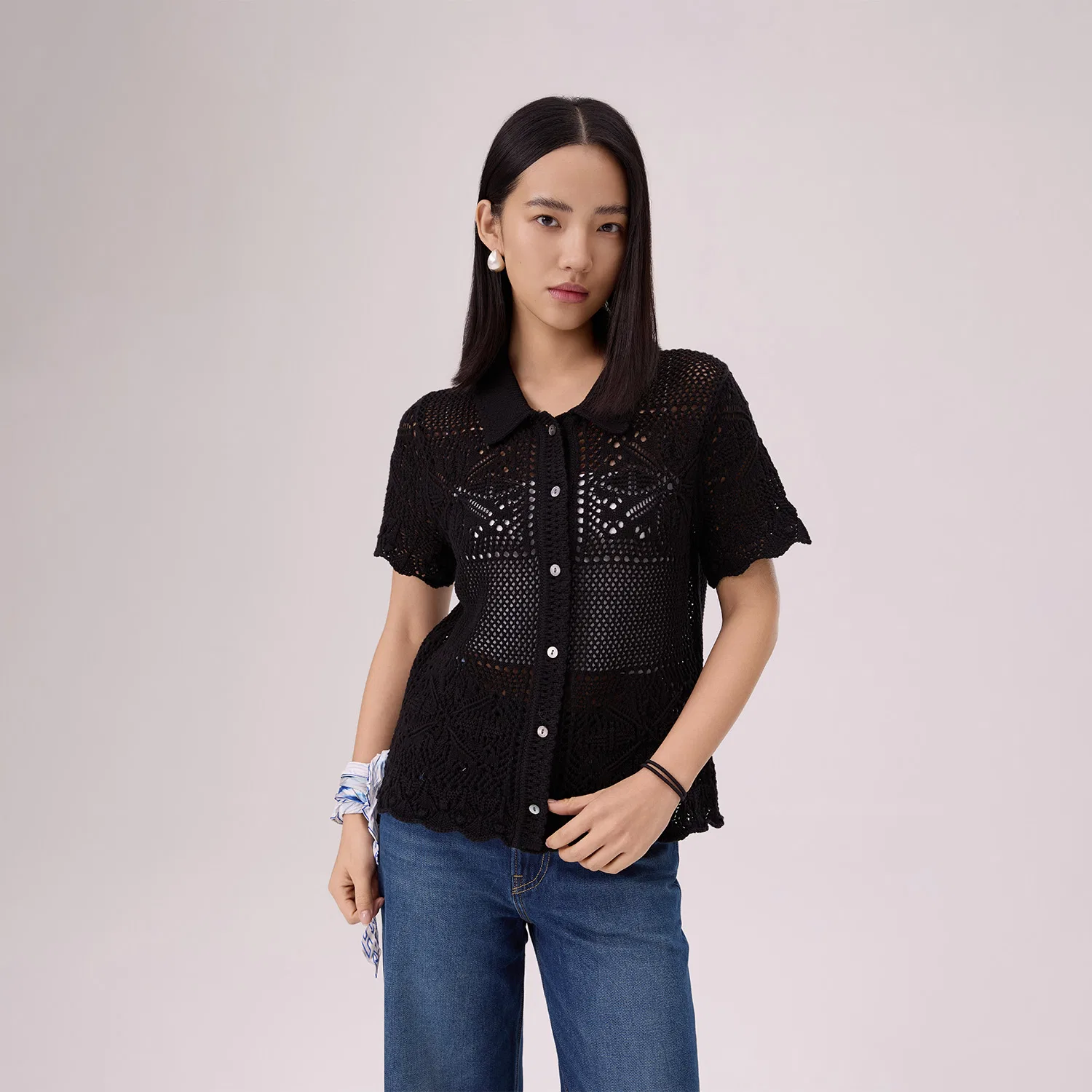 Рубашка женская Black с тонким воротником Levis — фото 4