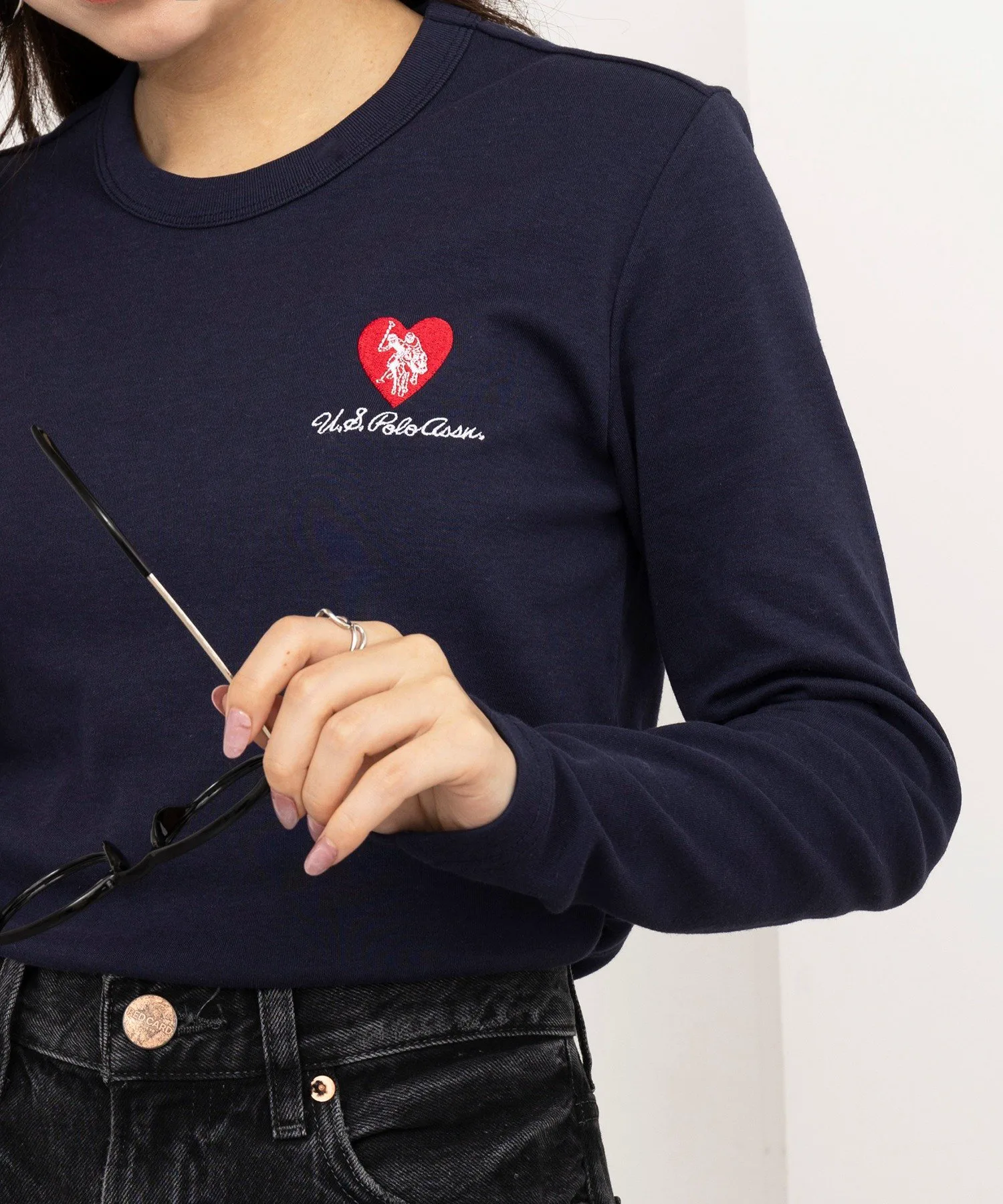 Футболка с длинным рукавом и вышивкой в виде сердца от US POLO ASSN./Beauty Smooth. U.S. Polo Assn., NVY