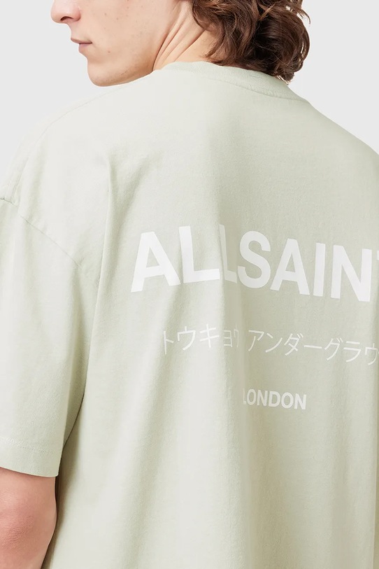 Хлопковая футболка UNDERGROUND Allsaints, зеленый — фото 3