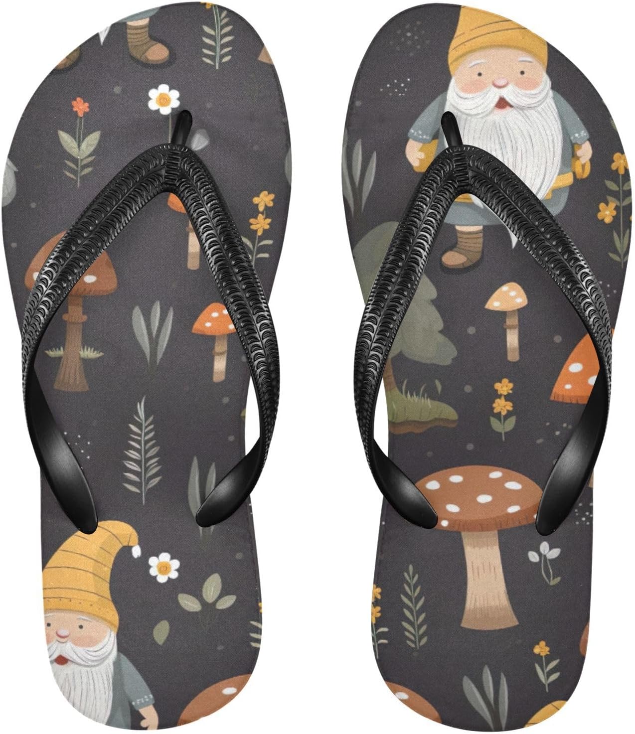 

Шлепанцы с грибами и изображением гномов и карликов для пляжа, летние повседневные сандалии для женщин и мужчин, размер XS Kfbe, Gnome