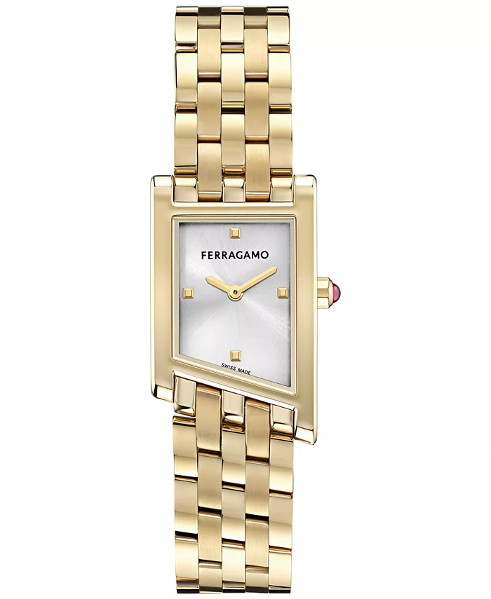 

Женские швейцарские часы-браслет Asymetrique с золотым ионным покрытием 22x36 мм Ferragamo
