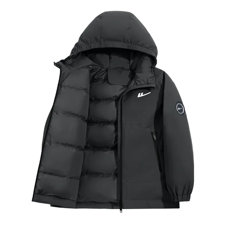 Детская пуховая куртка с капюшоном WARRIOR, Dark Gray/White Logo K+H Round Logo Left Sleeve Hook-and-Loop K
