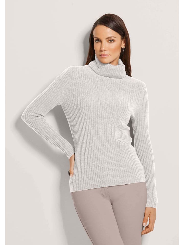 

MADELEINE Кашемировый свитер с высоким воротником жемчужно-белого цвета