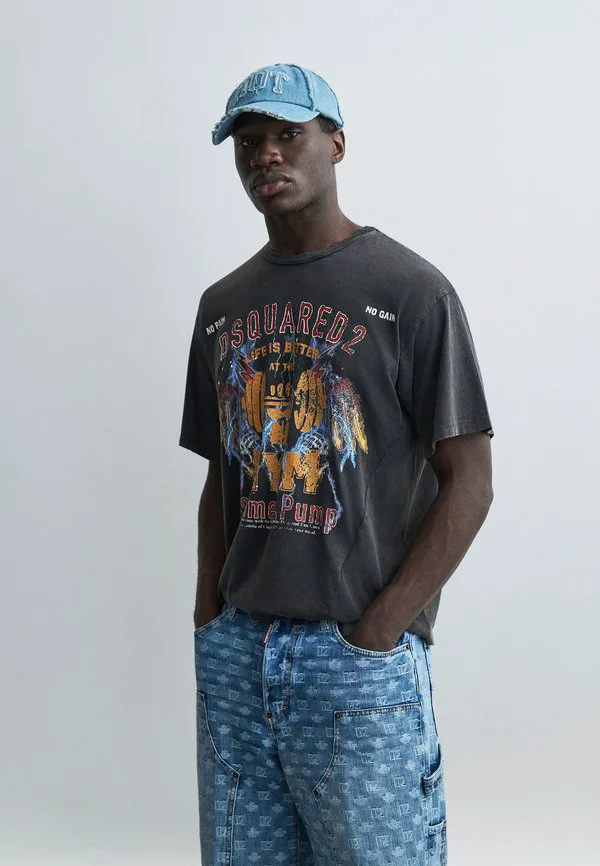Футболка с принтом iron fit Dsquared2, Charcoal