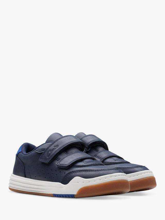 Детские кожаные кроссовки Urban Solo с липучкой Clarks, Navy — фото 4